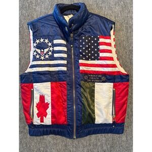 Rare Lily Farouche Crazy Ski Power Vest Size 2 USA flag Canada M/L Patches